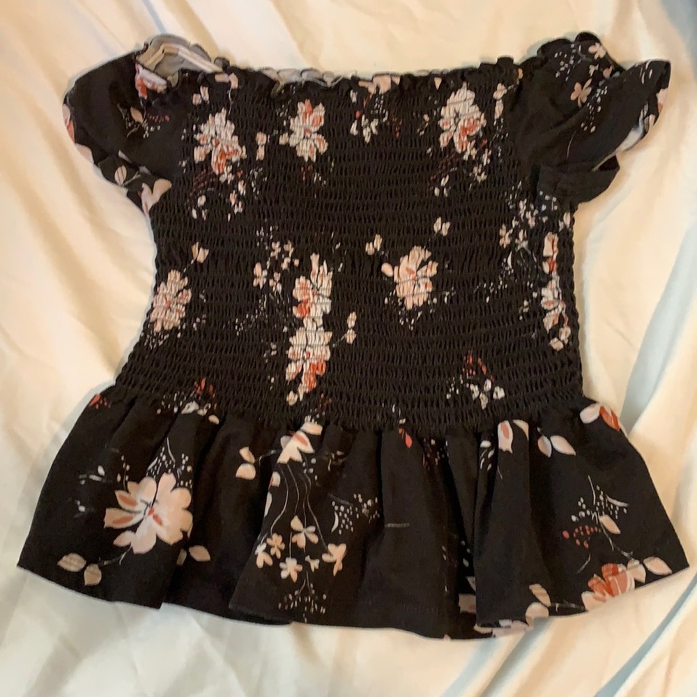 Black floral girls top